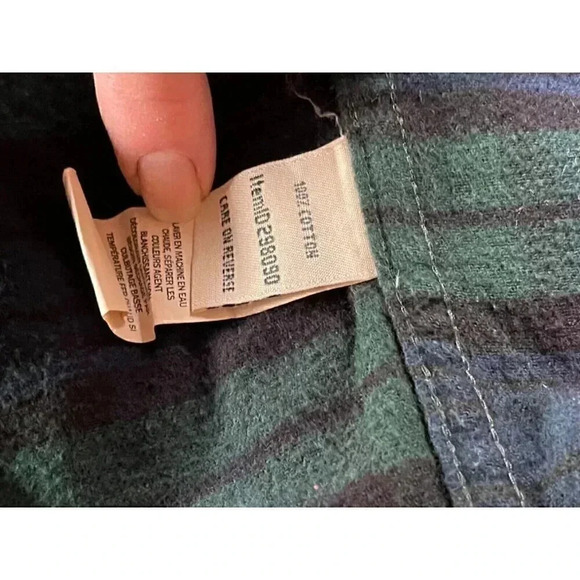 LL Bean blue Green long sleeve flannel button up shirt size M cotton - Picture 7 of 10